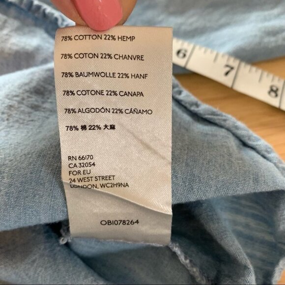 Free People Women's Top Medium Knit Chambray Tie Neck Blue Size XS - Picture 9 of 9